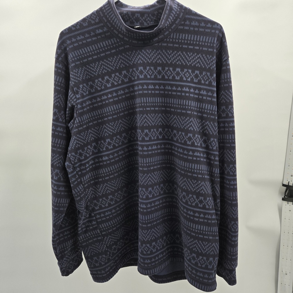 Uniqlo Men's Lightweight Pullover XL Black & Navy Blue Fleece Long Sleeve